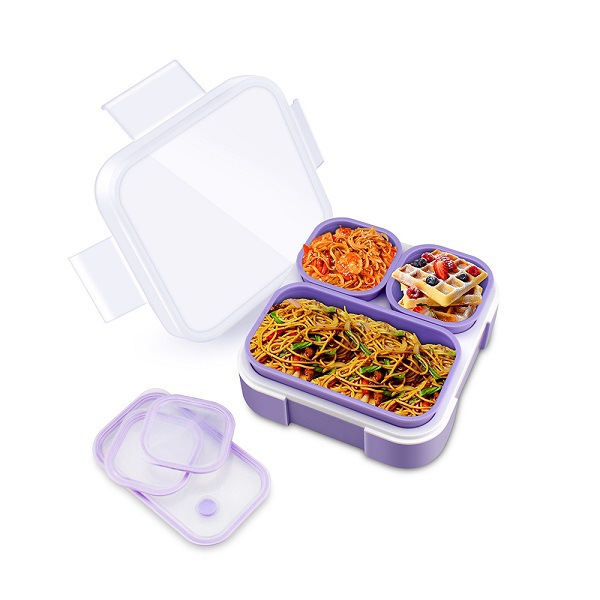 Wholesale of microwave-safe plastic student Japanese-style multi-compartment sealed food-grade square lunch boxes with LIDS Item Picture