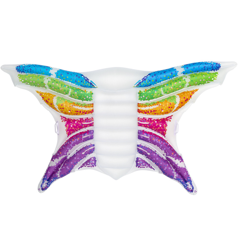 Bestway大号蝴蝶浮排成人网红拍照天使翅膀水上充气床彩虹游泳圈白底实物图