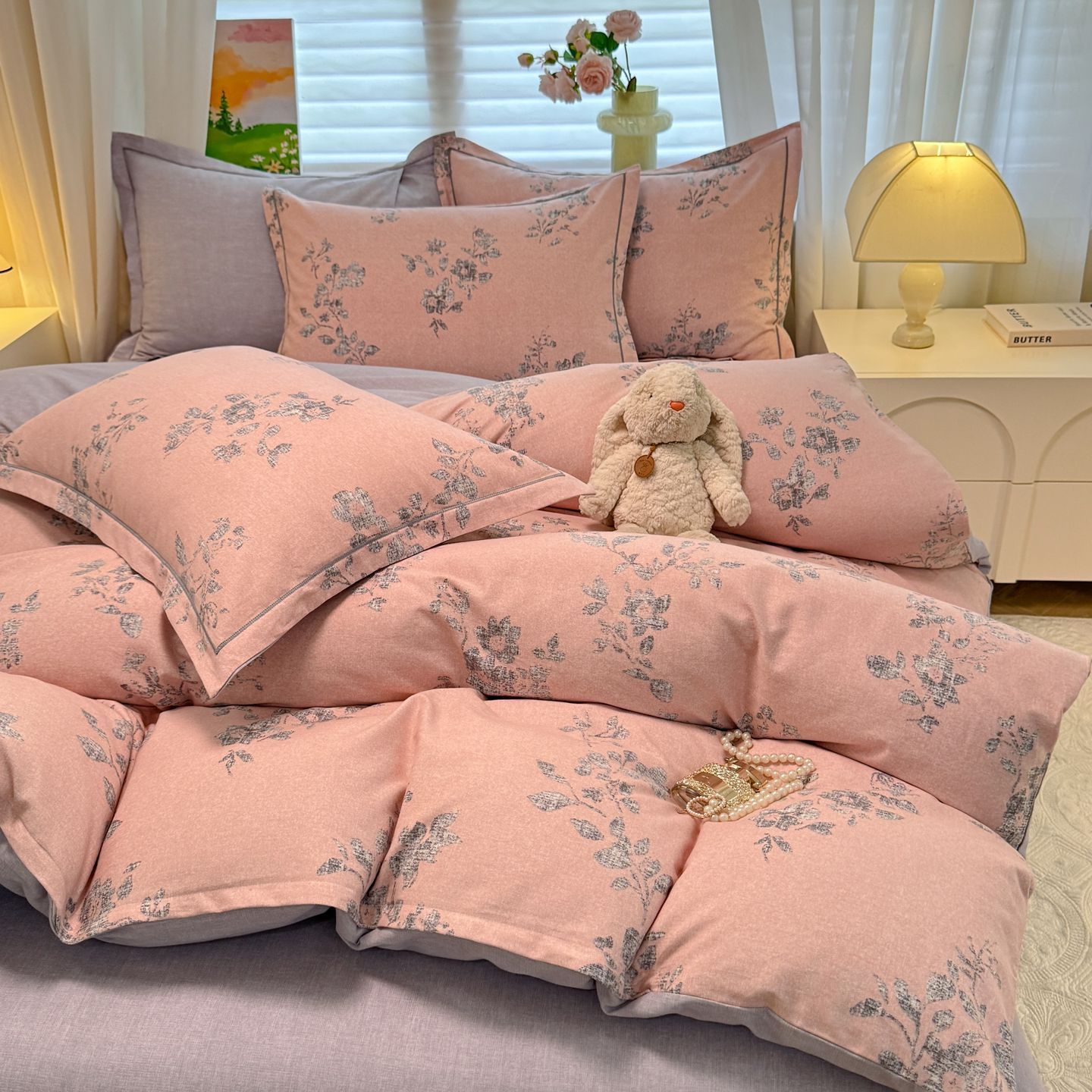 Four-piece set of pure cotton brushed thickened warm bedding for autumn and winter, all-cotton quilt cover, bed sheet, three-piece set of bedding Application Scenario