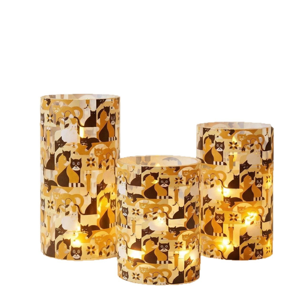 Three types of cat-patterned LED candle lights, Ramadan Christmas lights, string lights, and sepak takada panda details Picture