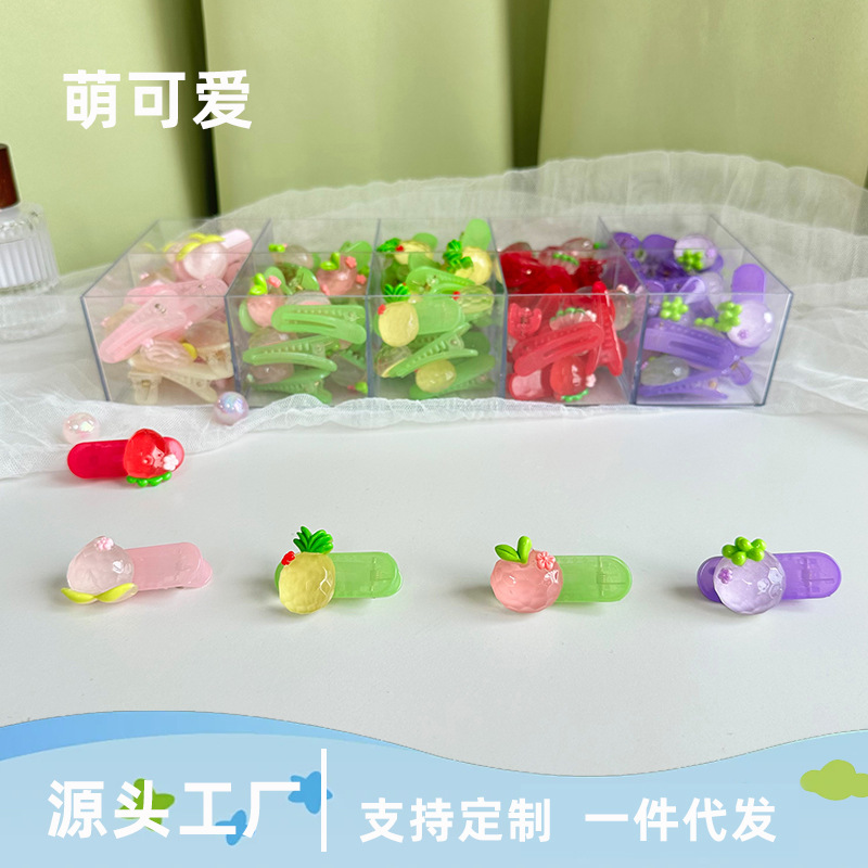 彩色花朵小卡卡通发夹儿童发夹饰萌可爱发夹花朵发夹跨境水果发夹