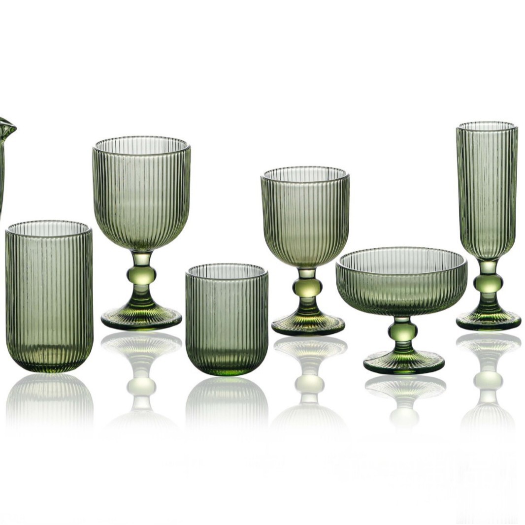 Retro rayas verticales copas de pies altos creativas elegantes y ligeras copas de lujo copas de agua domésticas copas de vino tinto y champán copas de sentido de diseño details Picture