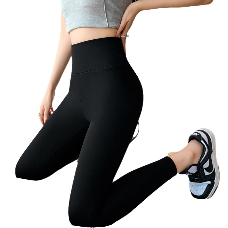 加厚羊羔绒鲨鱼裤女外穿冬季春秋紧身保暖棉裤加绒打底瑜伽芭比裤白底实物图