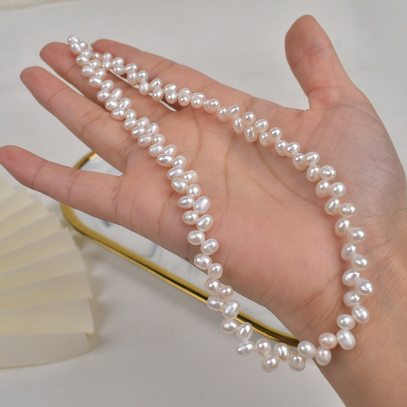 New unique natural wheat ear natural freshwater pearl necklace for women, pure silver high-end collarbone chain neck, trendy Specification image