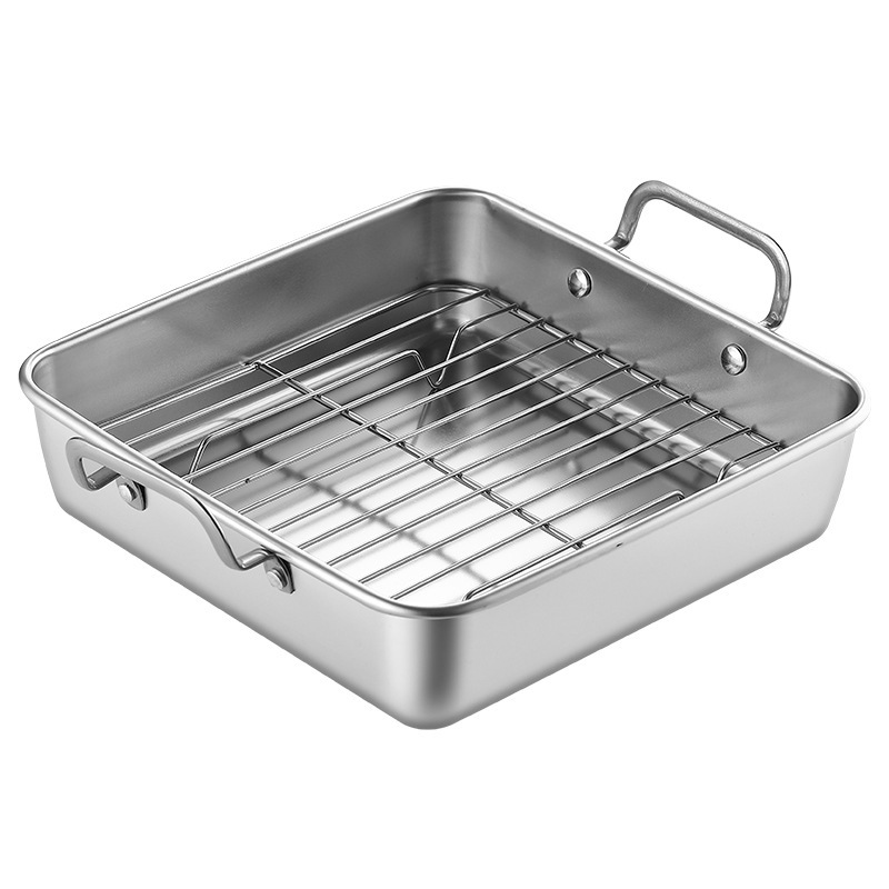Stainless steel square box, flat-bottomed rectangular tiramisu box, pastry tray, cooling rack, baking tray, mesh rack, multi-purpose tray Item Picture