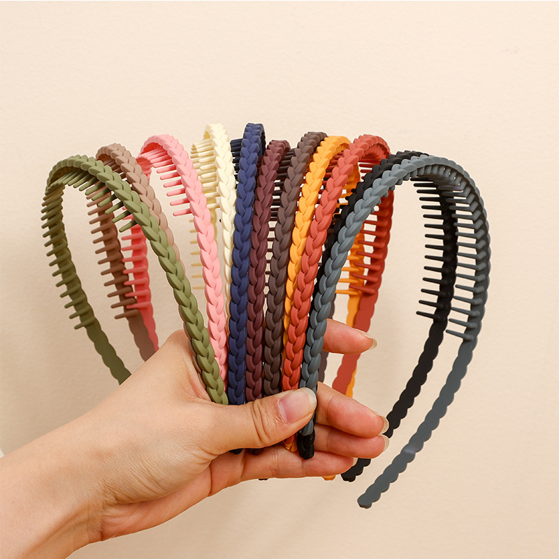 磨砂带齿骨百搭发箍莫兰迪色麦穗造型编发头箍女款百搭盘发发饰