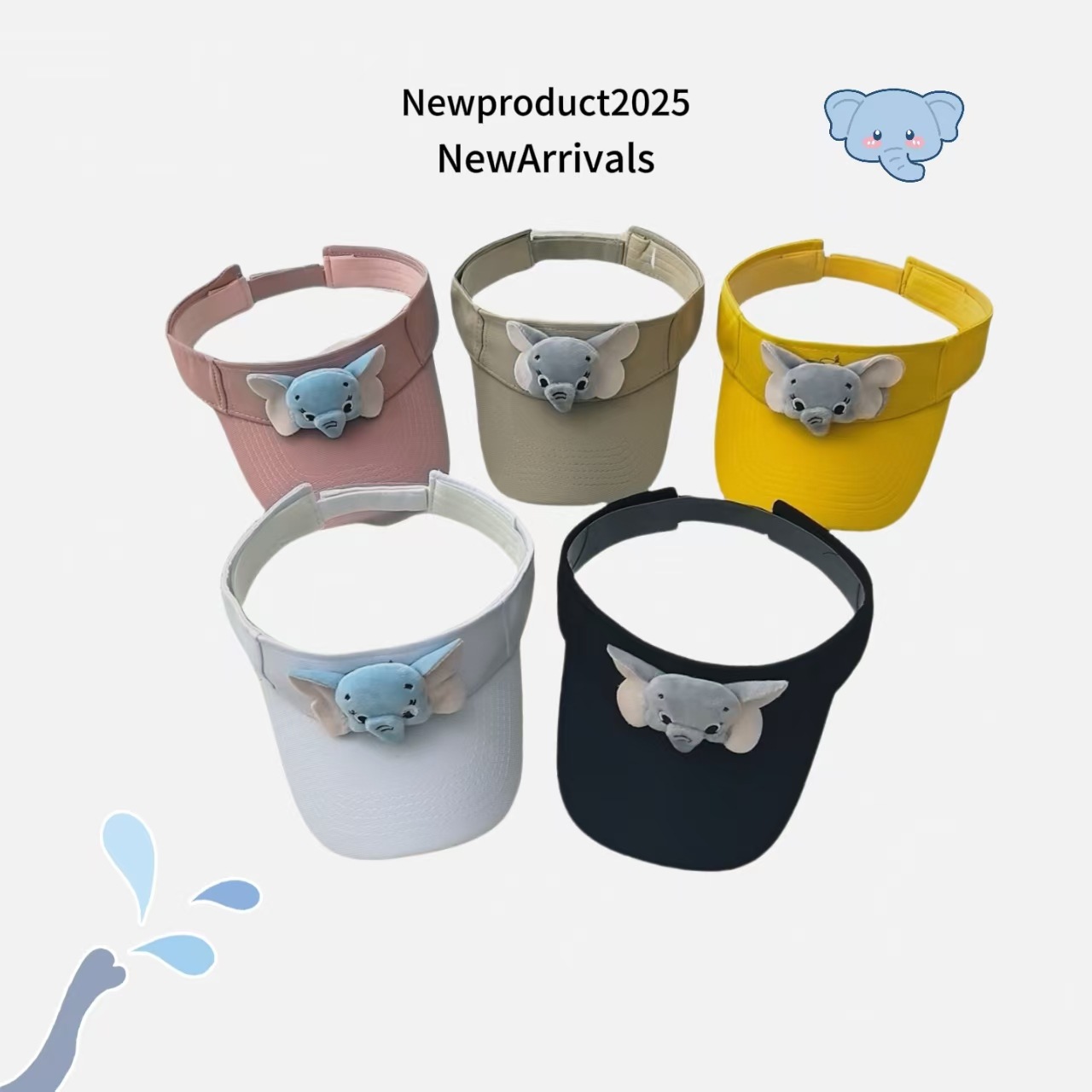 Cute cartoon elephant open-top hat for parents and children, 2025 new summer outdoor sunshade and sun protection no-top baseball cap full figure