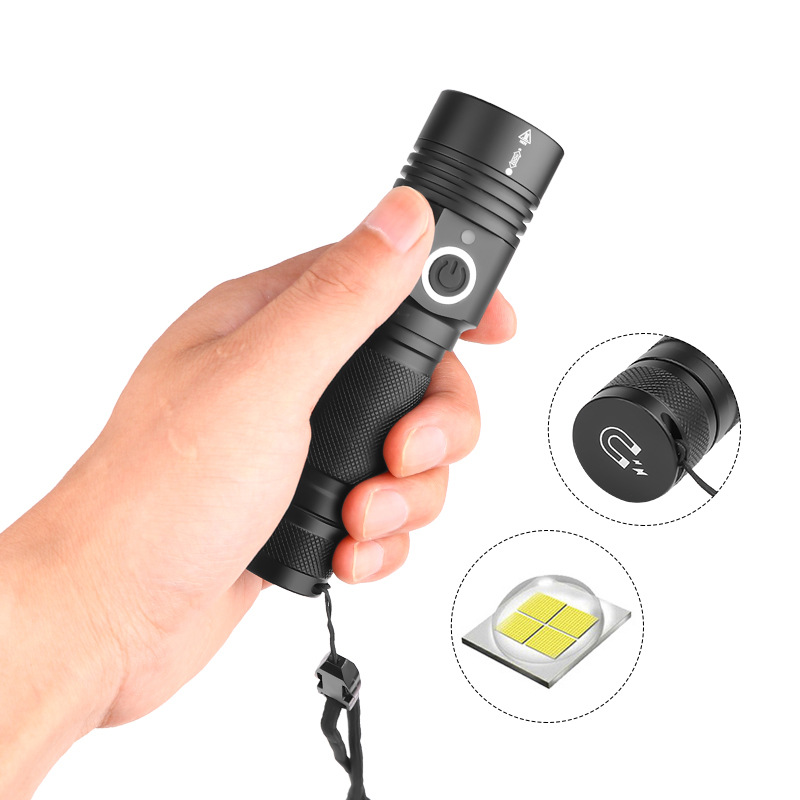 Crossover nuevo XHP50 luz brillante linterna telescópica USB recargable inferior con imán de mano pequeña linterna details Picture