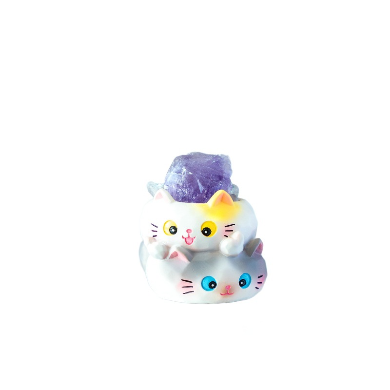 Miao Qu Crystal Blind Box Cartoon Cute and adorable cat desktop display gift, gift resin display blind box wholesale Item Picture