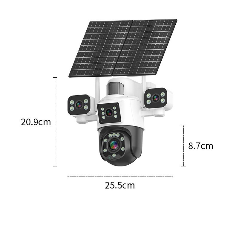 AOV four-eye solar monitor camera, no power, no network, lifetime free data, 8-megapixel high definition via mobile phone remote Item Picture