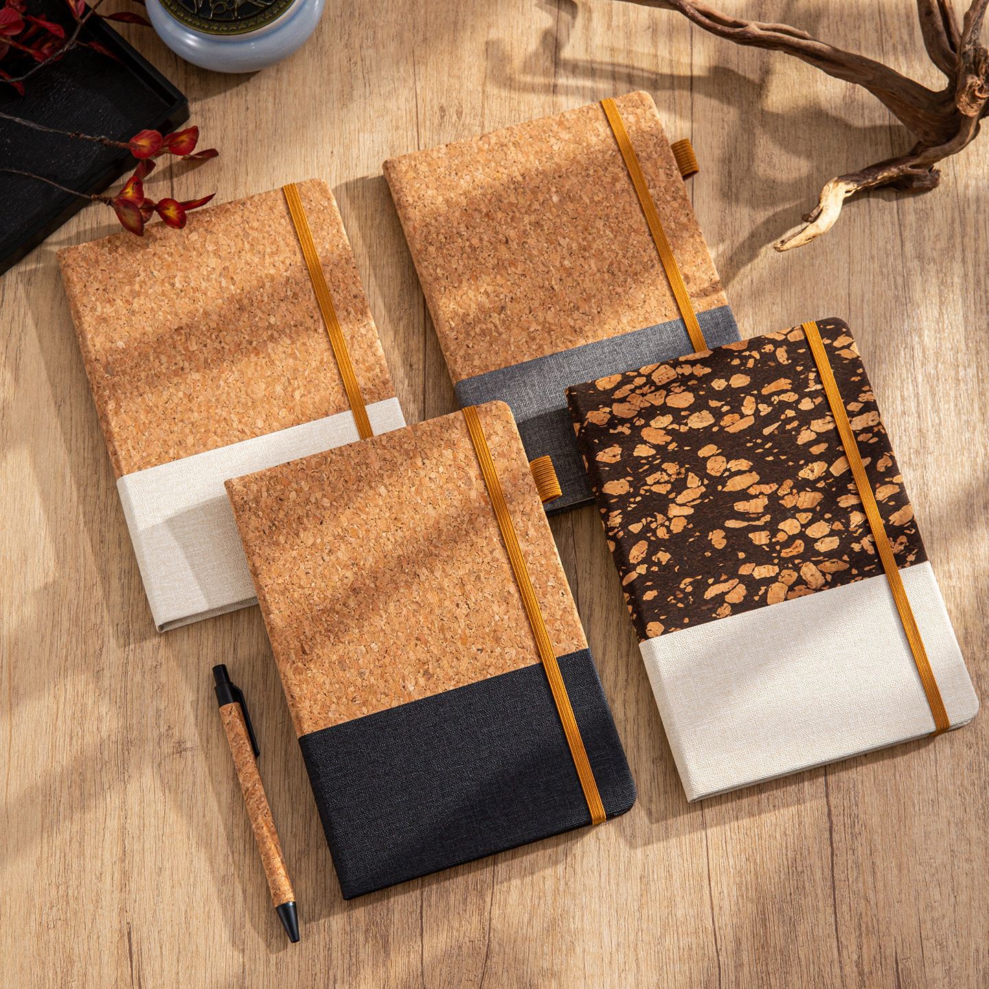 Simple and eco-friendly cork notebook cross-border A5 creative notebook customization office meeting business splicing notebook set Specification image