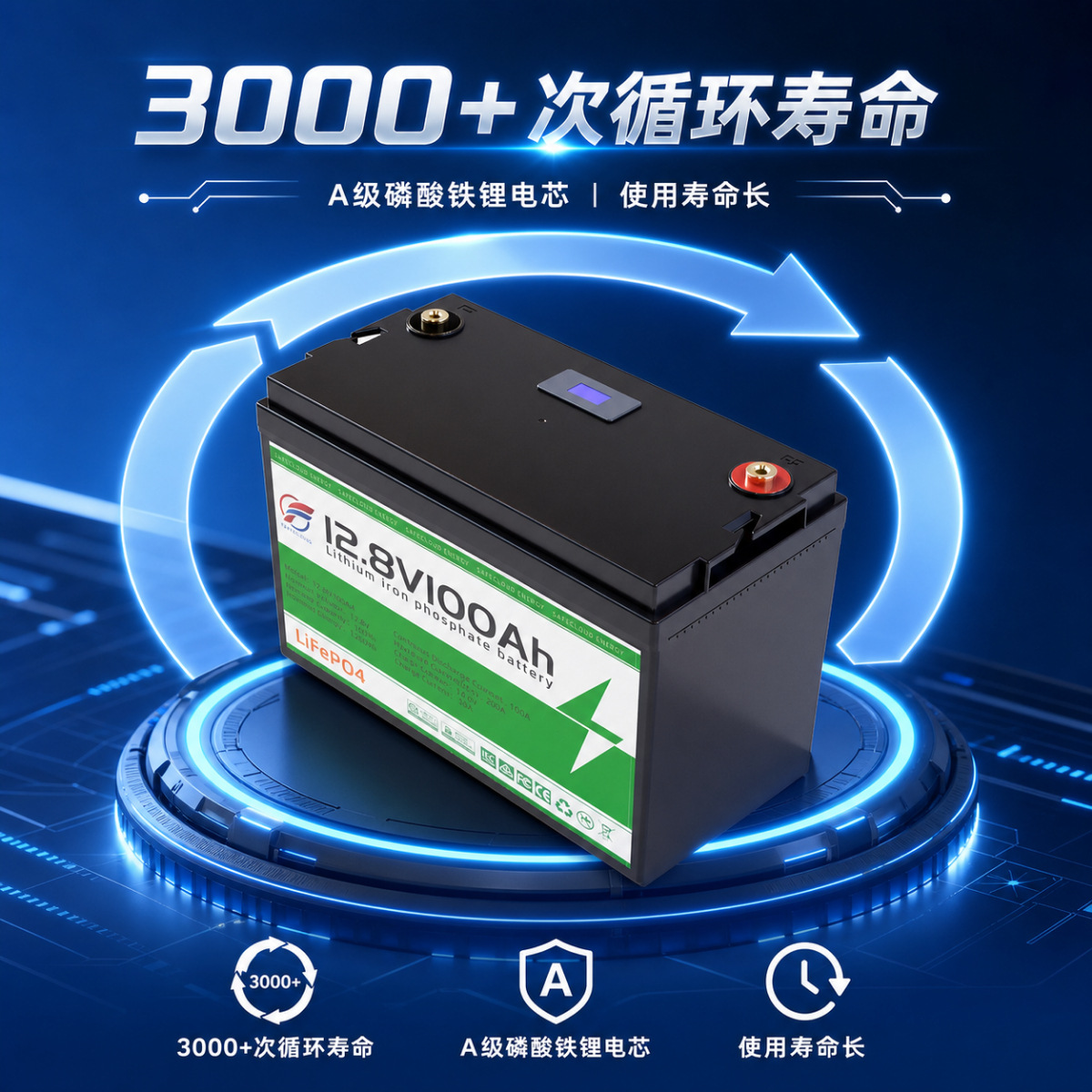 12V lithium iron phosphate battery pack 12V100Ah 24V200Ah lead-acid to lithium battery solar RV battery Specification image