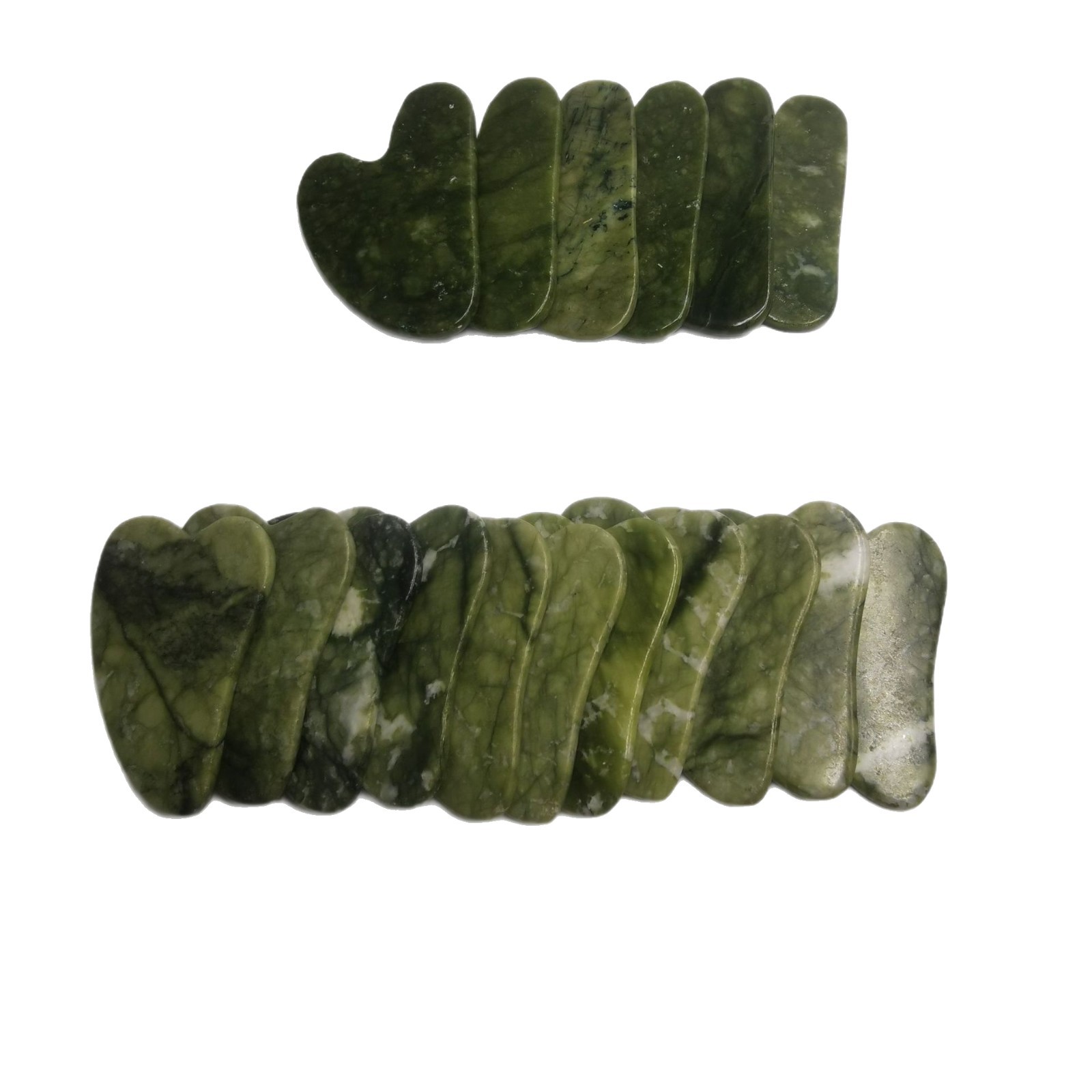 玉石刮痧板面部皮肤护理按摩专用美容经络按摩牛角天然岫玉刮痧板logo跨境厂家