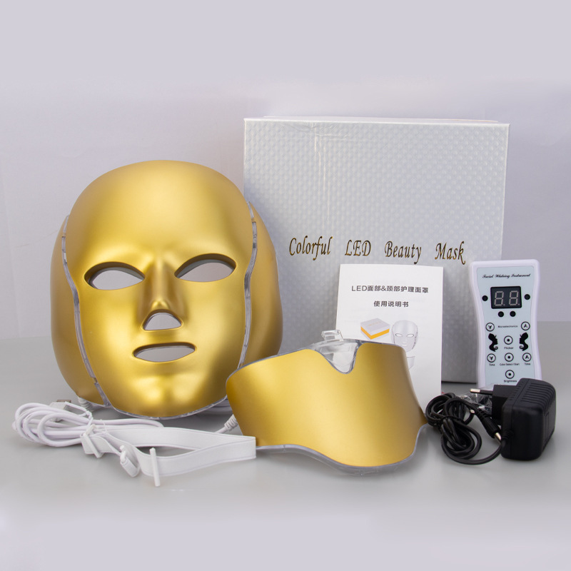 shanilak Cross-border Home LED seven-color multi-spectrum mask with neck microcurrent facial beauty Device Mask Specification image