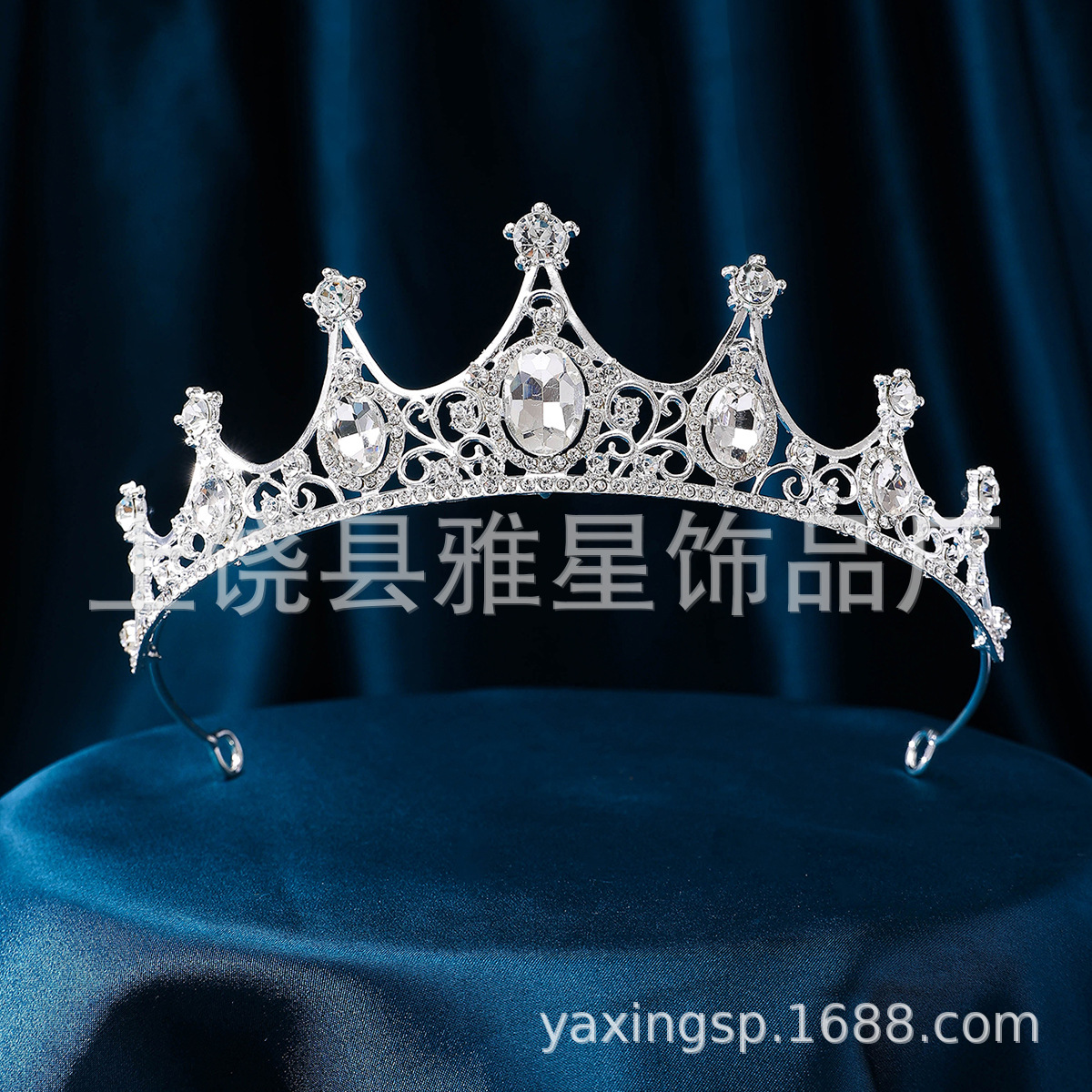 Princess crown headwear, children's crystal girl headband, little girl birthday crown, performance fashion show hair accessory crown Specification image