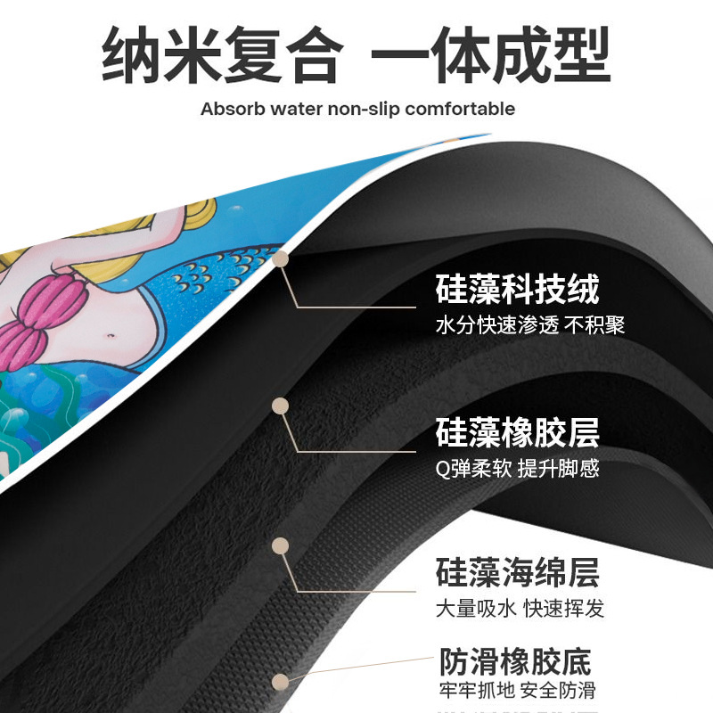 卫生间滑垫硅藻泥软垫家用厕所吸水垫入户地毯厕所脚垫批发详情图4