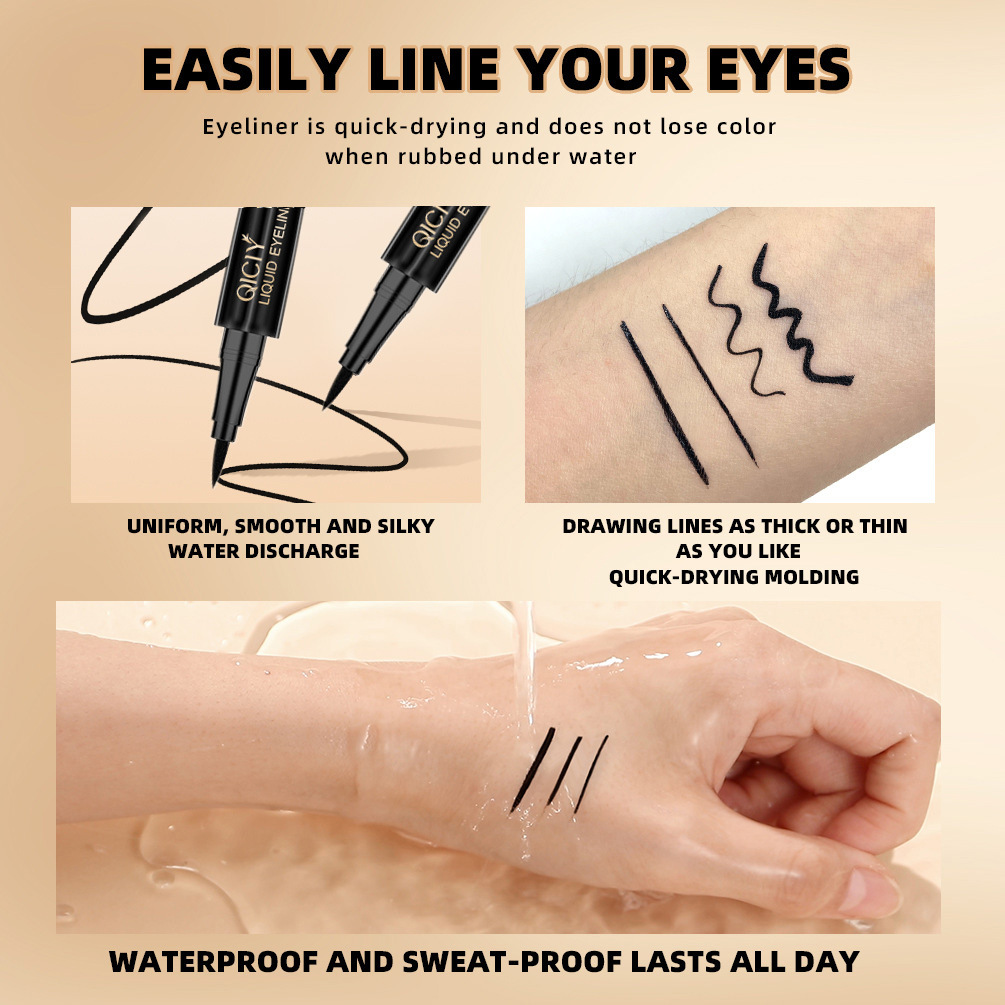 【 Cross-border Exclusive 】QICIY eyeliner Pen Waterproof, non-smudging, genuine eyeliner liquid pen, Quick-drying silkworm pen wholesale Application Scenario
