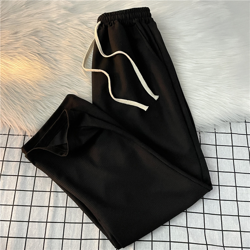Waffle casual pants for men, loose, straight, spring, thin, trendy and versatile wide-leg, drape long pants, sports sweatpants Application Scenario