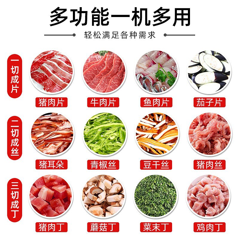 Commercial multi-functional meat slicer, fully automatic slicing, shredding and dicing machine, dedicated meat slicing equipment manufacturer for restaurants and canteens details Picture
