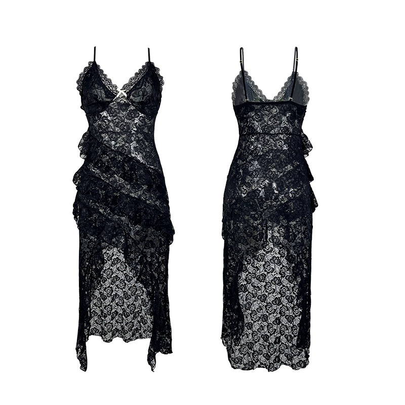 Summer casual high-end lace solid color halter dress can be worn outside. Private sexy and pure sleeping dress 878 Item Picture