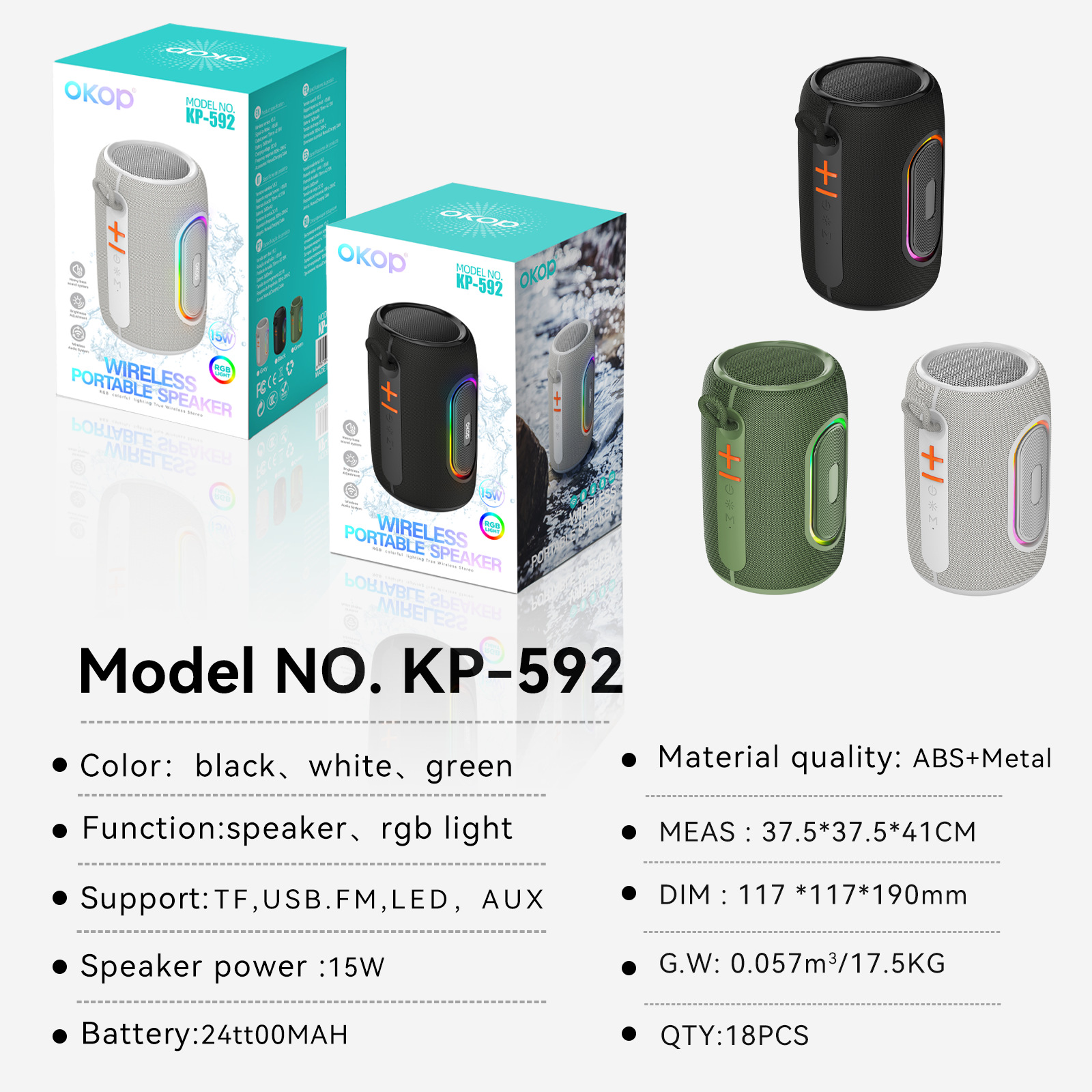 592 Wireless Bluetooth speaker, outdoor portable RGB subwoofer, Home desktop card slot speaker, home mini Cross-border details Picture