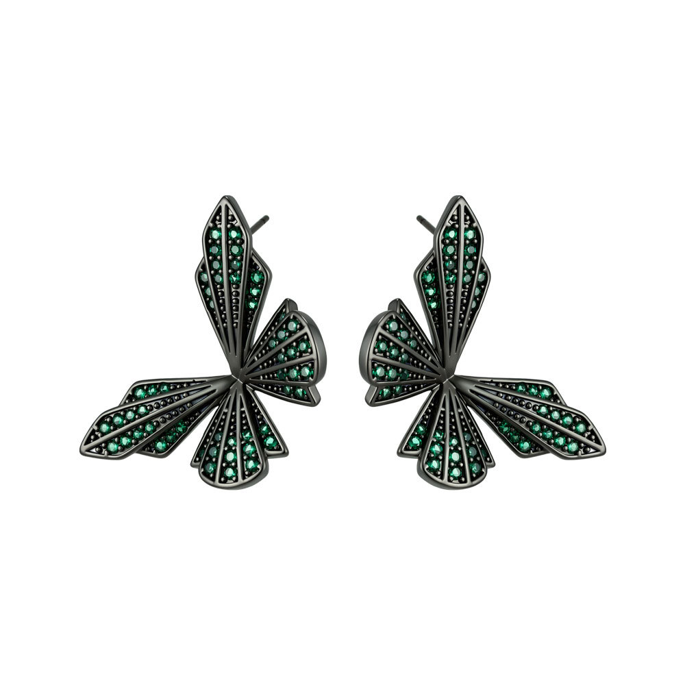 Vintage premium sentido mariposa aretes pistola de aleación de cobre electrochapado negro micro incrustado con circonio s925 agujas de plata elegante elegante Item Picture