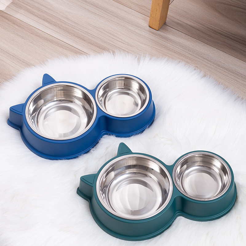 Rongka Pet Cross-border Dog Bowl, dog Basin, Cat Bowl, cat food Basin, dog anti-knock Double Bowl, cat and Small and medium-sized dog drinking and feeding integrated pet double bowl Specification image