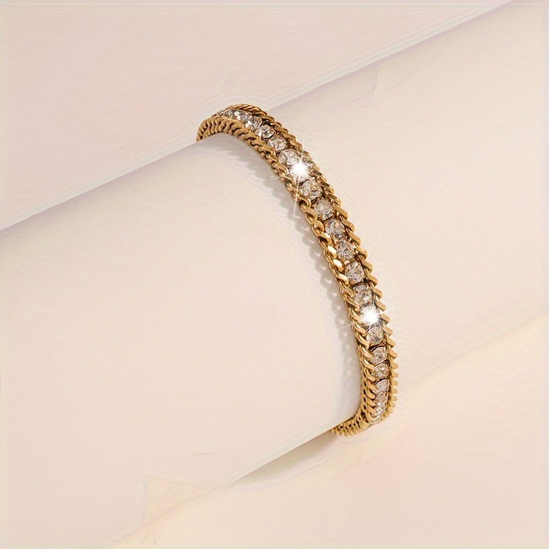 New cross-border bestseller stainless steel color diamond zircon bracelet that doesn't fade, versatile and fashionable, personalized and super dazzling jewelry Specification image