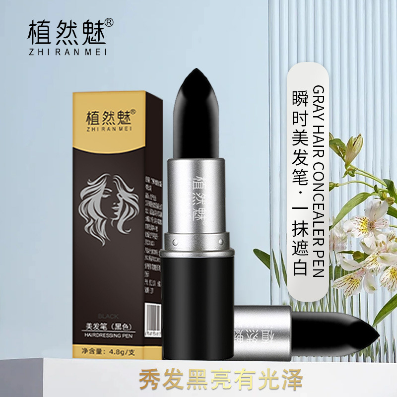 Zhiran Mei Disposable Lipstick-Style Hair Dye Stick For Covering White Hair, Black Chestnut Brown Temporary Hair Dye, Hair Dye Pen, Hair Pen, Hair Stick, Ten-Color Hair Comb, Body Painting, Disposable Hair Comb