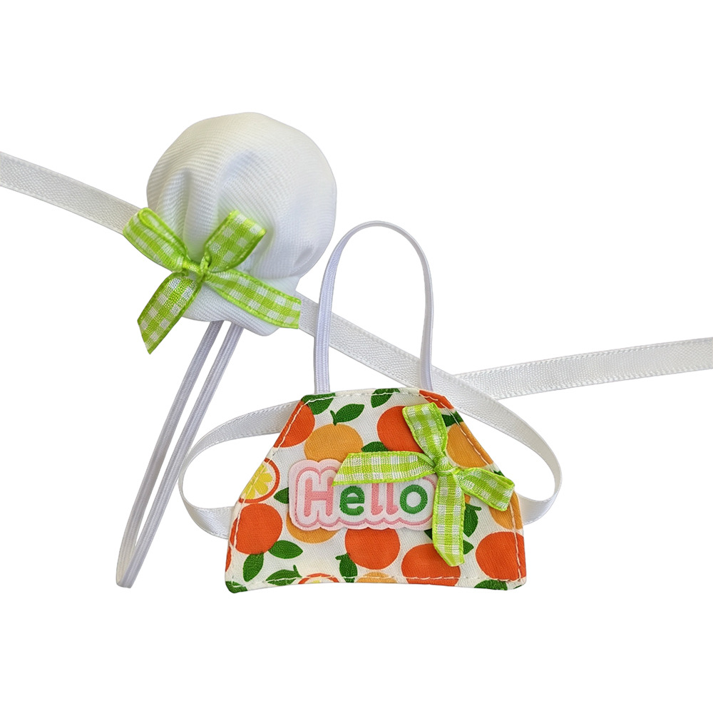 Factory wholesale 10cm baby clothes, self-mocking bear KT cat chef hat striped apron set accessories change apron Item Picture