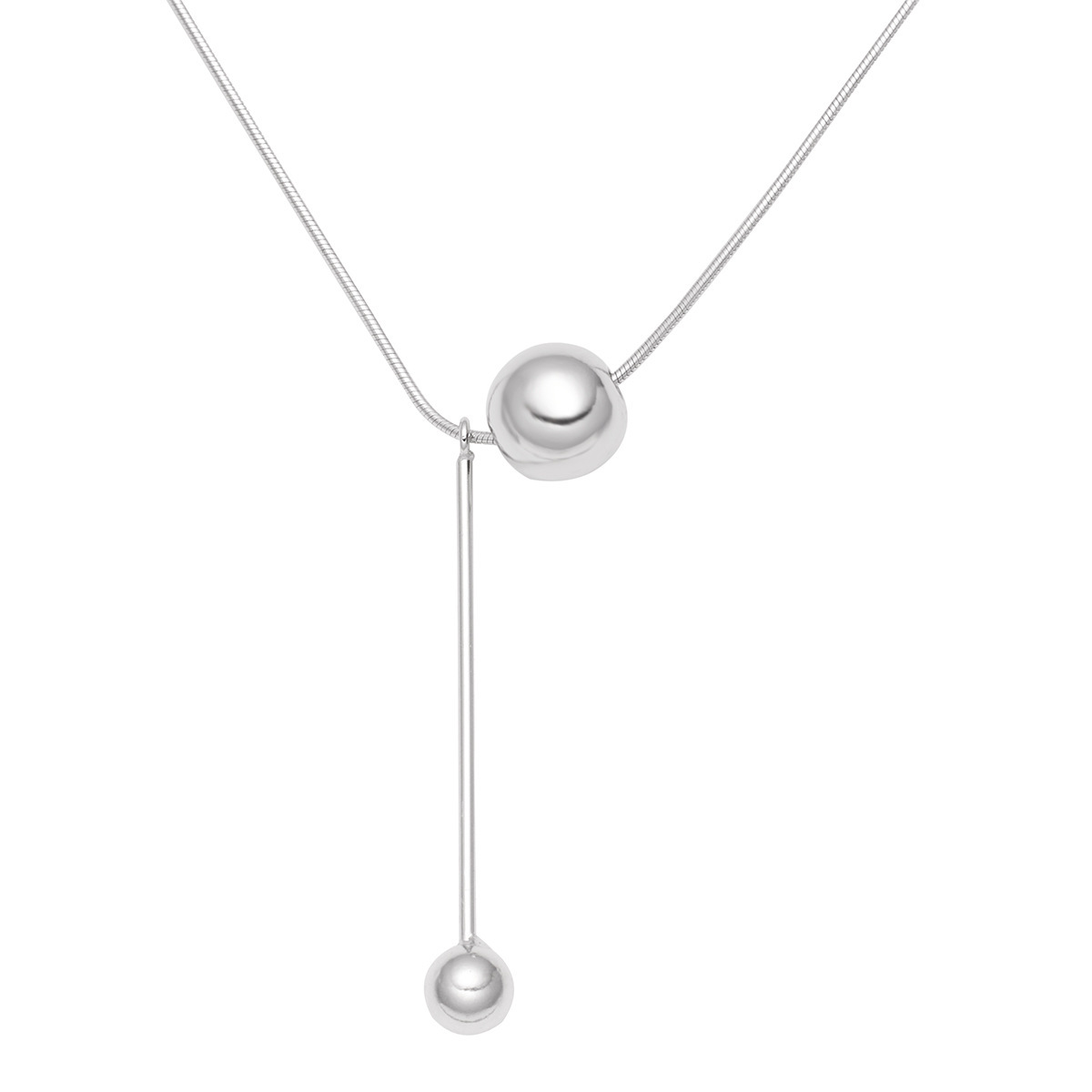 925 sterling silver round ball necklace, a niche design, light luxury and cold style, ins women's summer collarbone chain, a high-end and simple accessory Item Picture