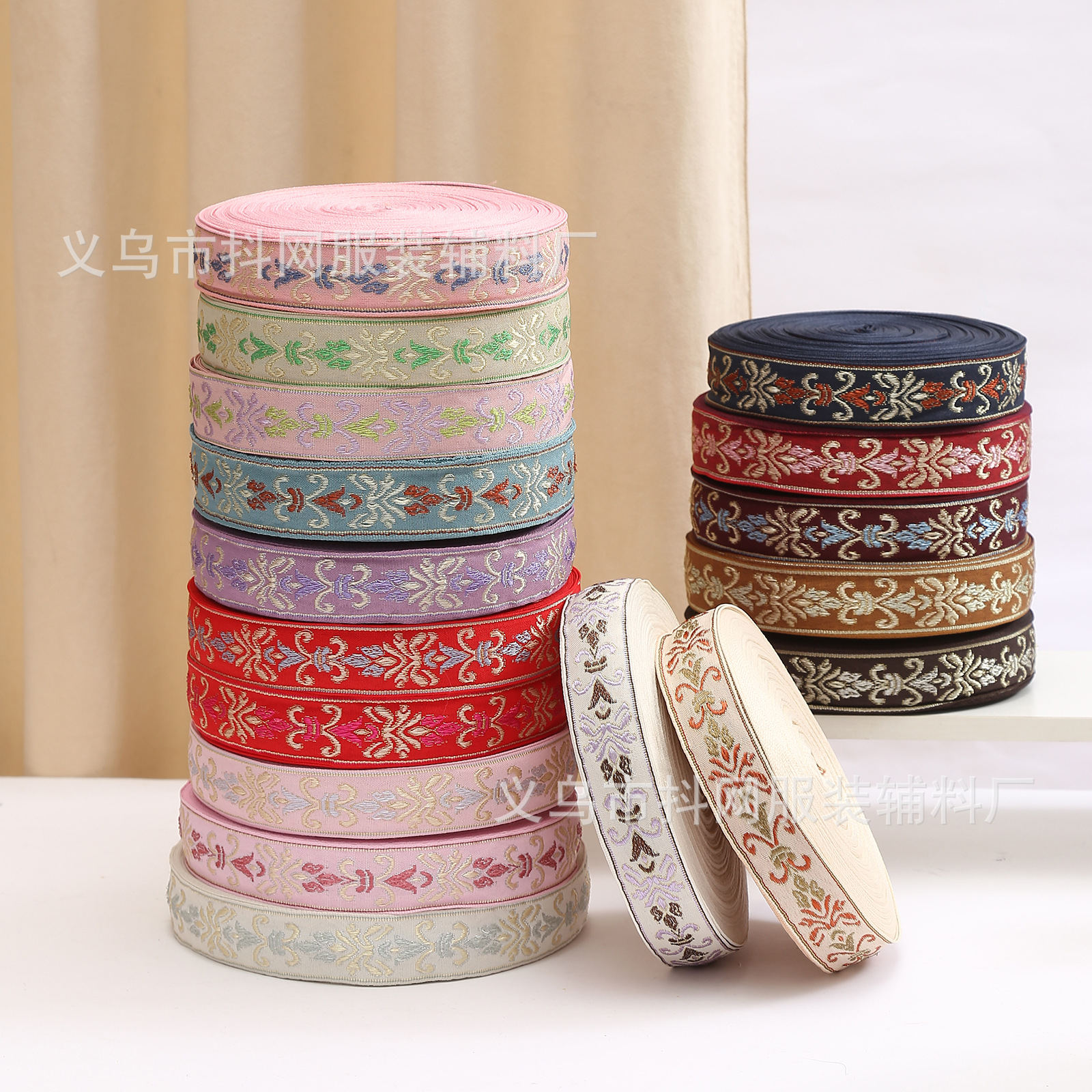 Factory direct supply of 3cm ethnic-style jacquard embroidery webbing, versatile DIY accessories, performance costume accessories