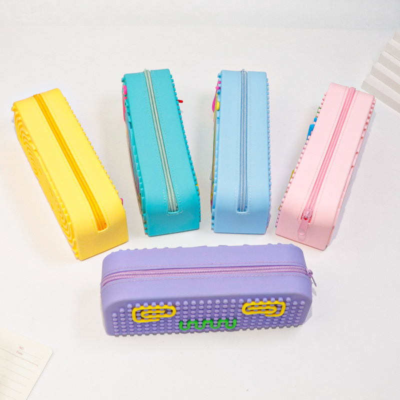 New sensory activity board silicone pen case diy, educational and stress-relieving multi-functional large-capacity student stationery storage box Specification image