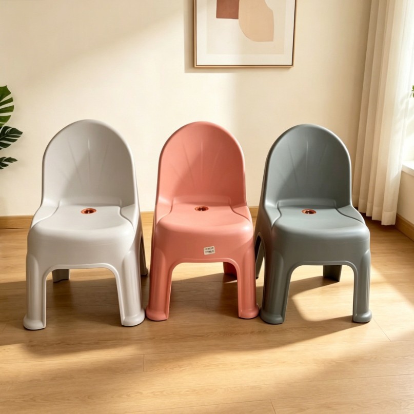 stool is a household plastic stool with a backrest. It is a children's backrest chair, a plastic chair, an adult backrest stool, and a stackable stool