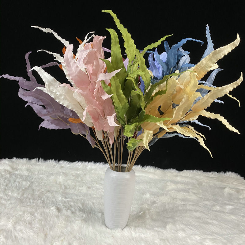 磨毛布长只海带叶 婚庆吊顶花排装饰假花家居装饰仿真珊瑚叶绢花