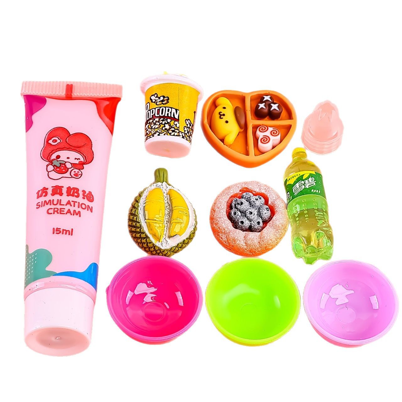 Fruit, bread, popcorn, cute girl diy handmade toys, cream glue, mini children's toys Item Picture
