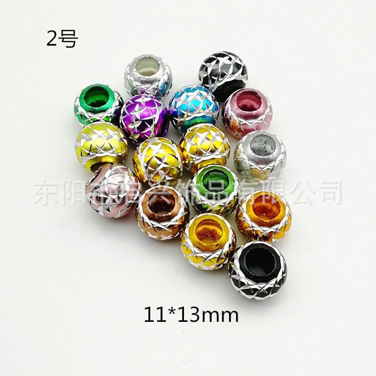 Watermelon-shaped colored engraved X-shaped eco-friendly mixed color aluminum beads, large-hole beads, diy beaded jewelry accessories in stock for wholesale details Picture