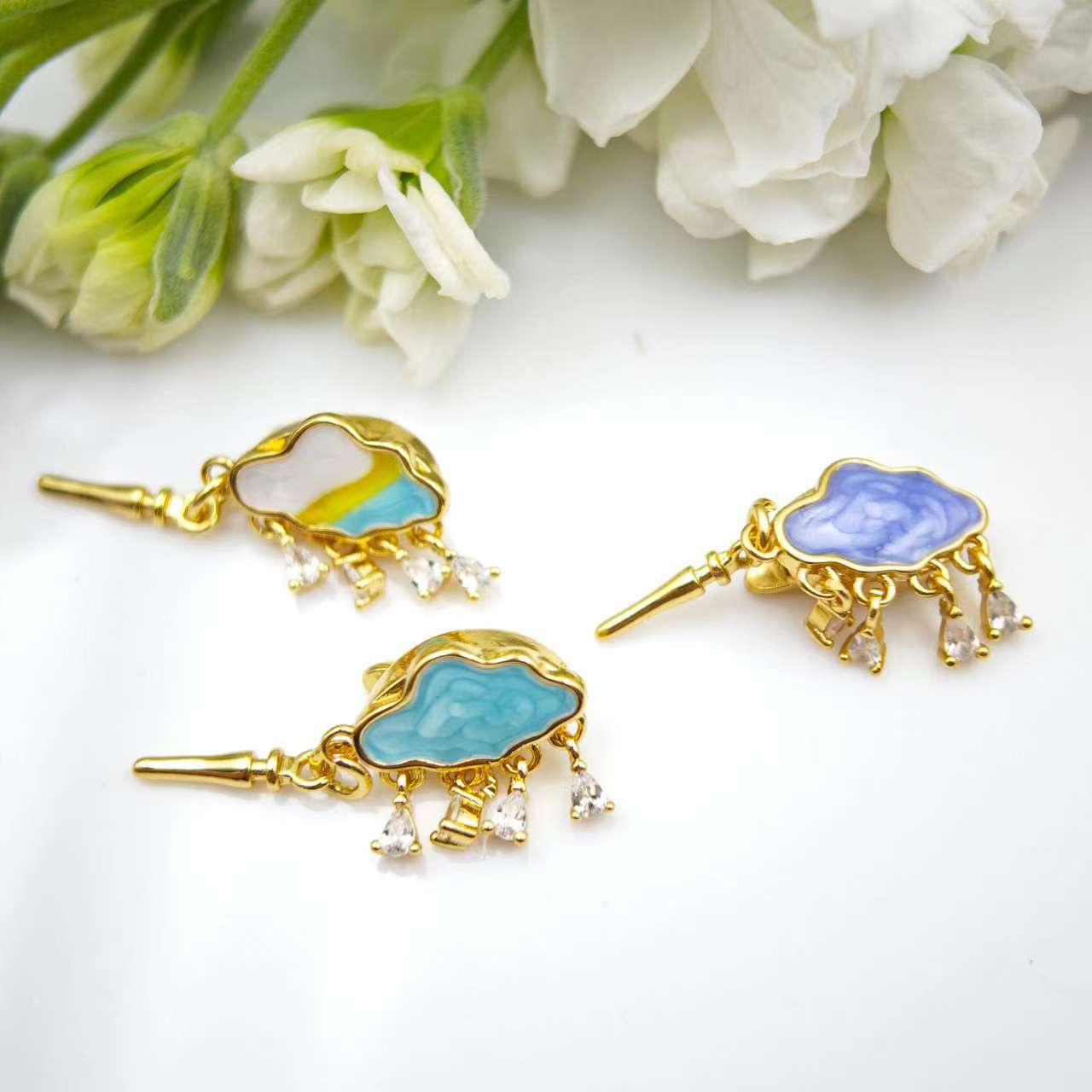 Pearl necklace, ingot clasp, colorful cloud oil drop plating, 18kDIY jewelry, necklace clasp, accessory clasp details Picture