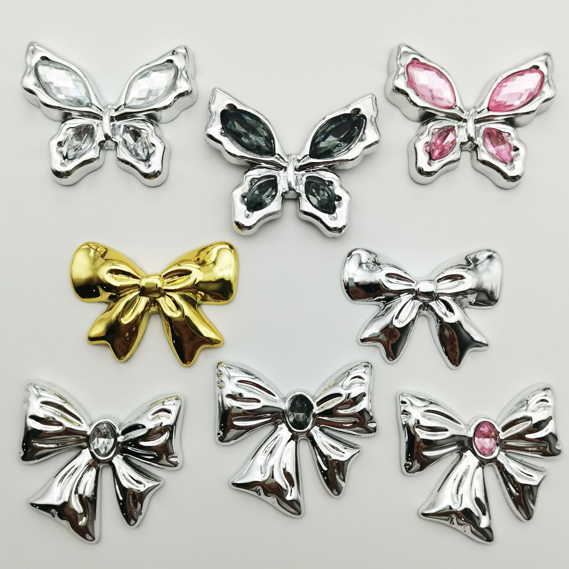 高级感水钻蝴蝶结蝴蝶饰品配件diy洞洞鞋手机壳材料厂家现货批发