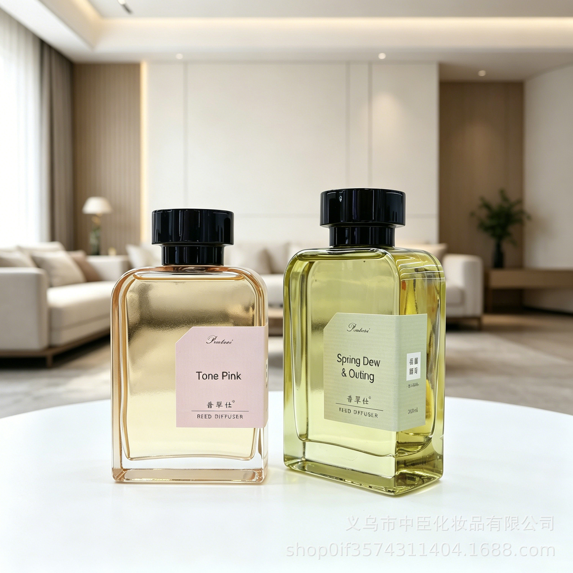 Five-bottle transparent glass aroma diffuser, black cap, bamboo aroma stick, color label Specification image