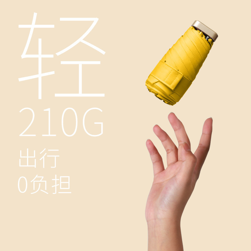 Mini capsule umbrella, portable sunshade umbrella, black rubber sun protection umbrella, thickened umbrella wholesale, logo printing available Application Scenario