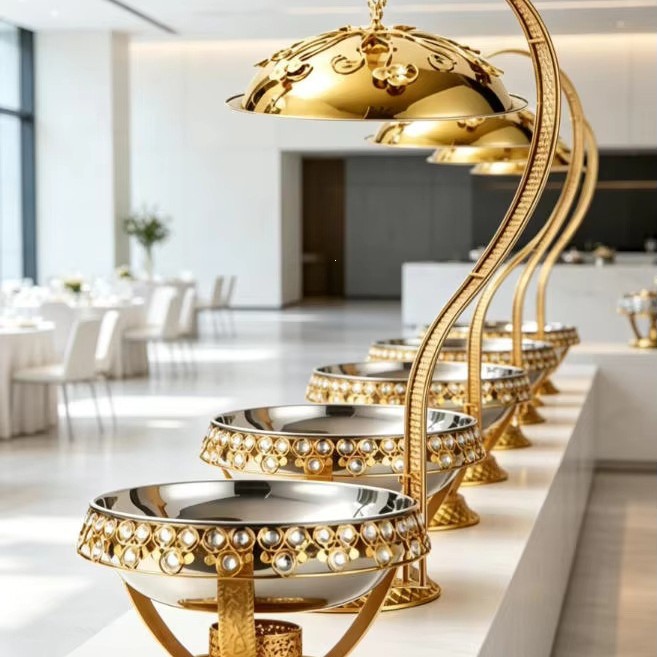 New luxury stainless steel gold buffet insulated plates full figure