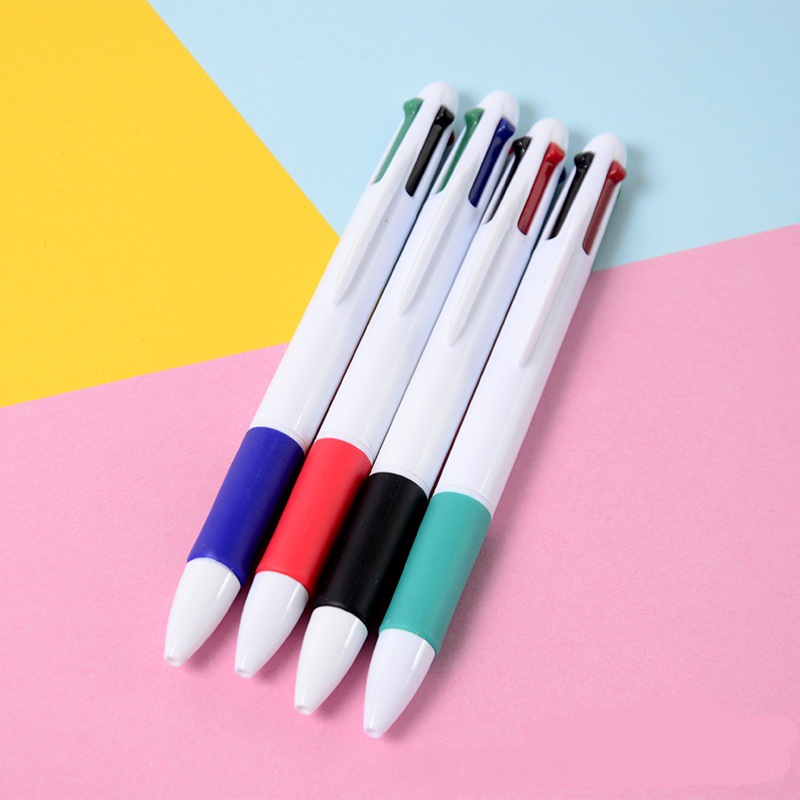 Advertising four-color ballpoint pen, simple and creative, multi-color press pen, multi-functional and practical business office stationery Specification image