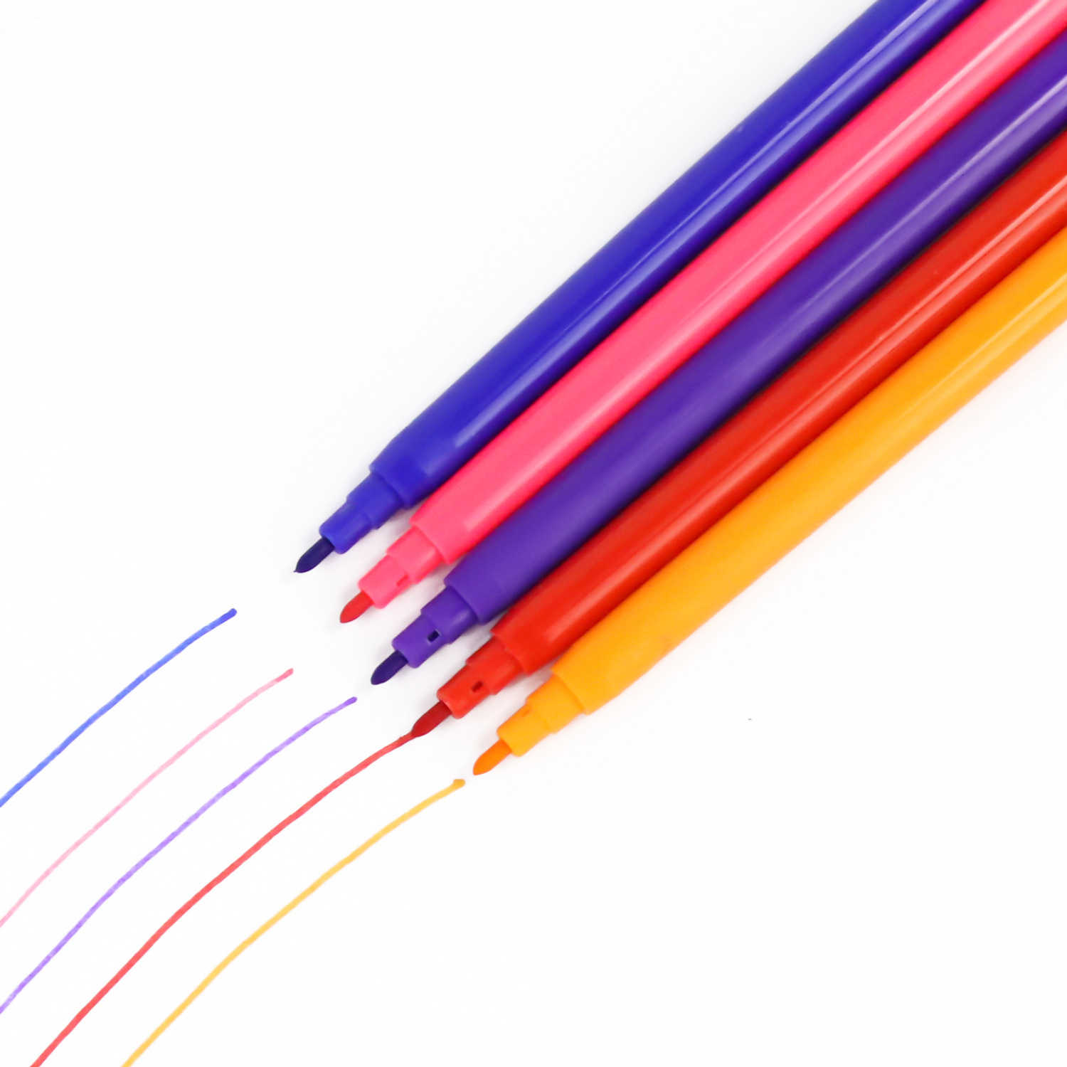 雅隆跨境学生批发Logo学生用品6/12/18彩色卡通防水记号笔套装水细节图