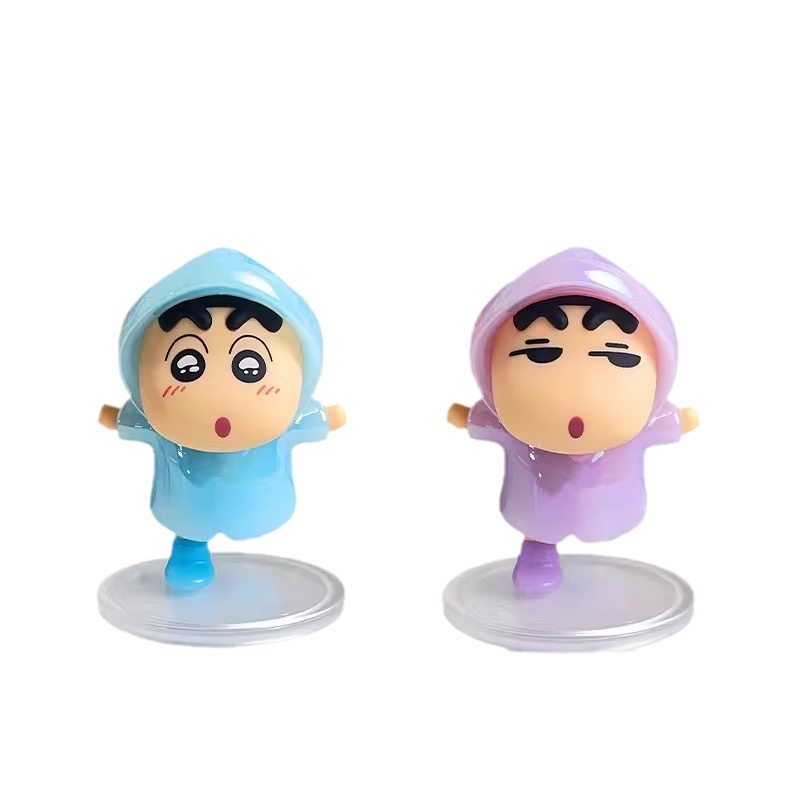 Official Crayon Shin-chan Rainbow Mood Raincoat series blind box figurines, trendy car desktop ornaments, anime merchandise Item Picture