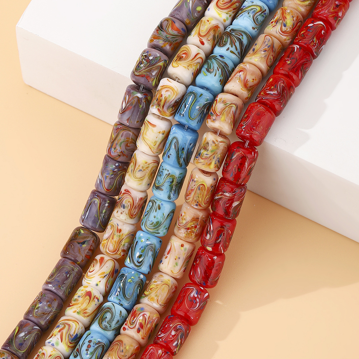 Glass abacus beads, loose beads, hand-strung beads, DIY jewelry accessories, retro bucket beads, bracelets, necklaces, wholesale glass