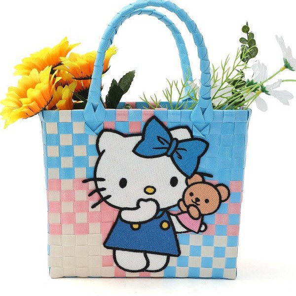 新款塑编潮玩手工编织菜篮子女士手提包儿童卡通编织包