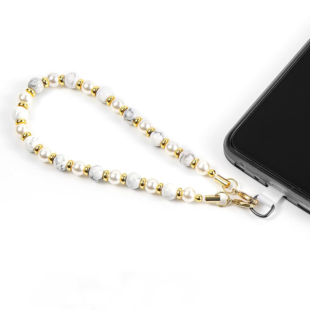 New colored round bead malachite mobile phone chain pendant, handcrafted gemstone agate, high-end beaded wristband for women Specification image