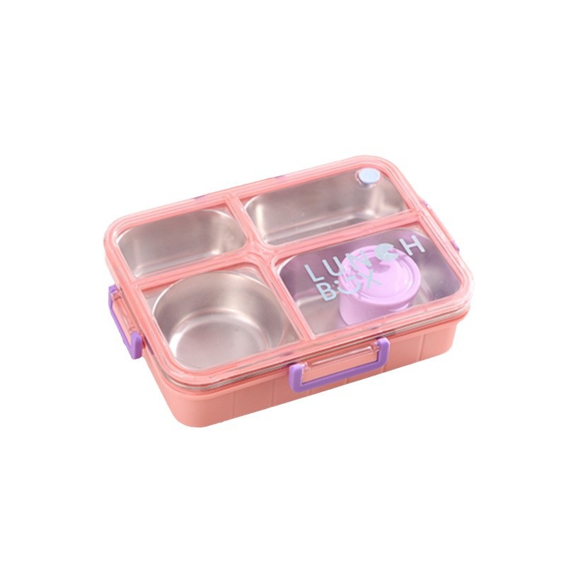 Stainless steel compartments lunch box, simple and fashionable, laser student lunch box, special non-odor-mixing lunch box for cafeteria dining Item Picture
