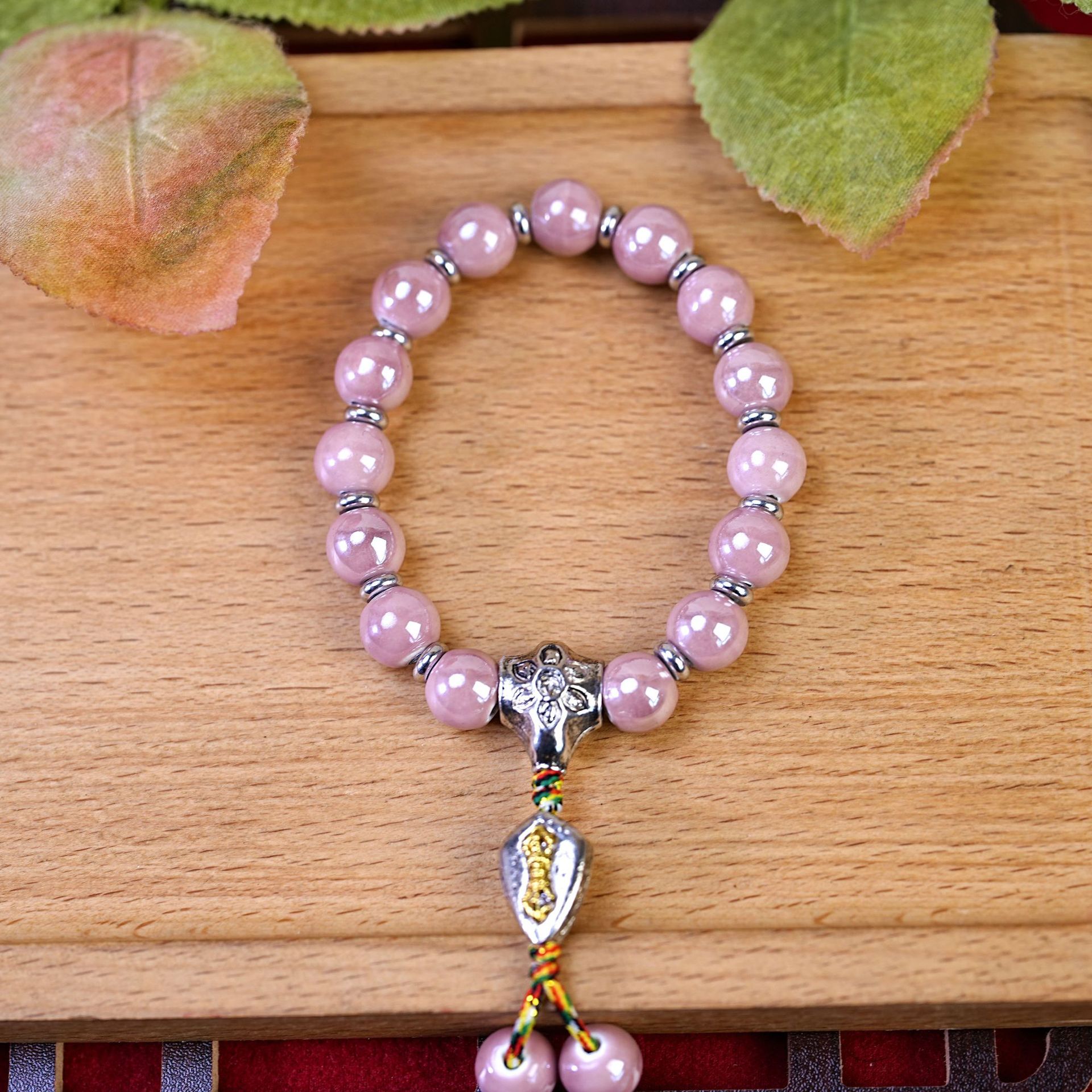 北京香灰瓷佛珠手串文玩女经文吊坠复古琉璃陶瓷手链串珠饰品配饰详情图4